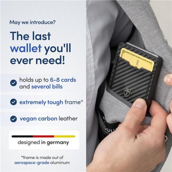 Slim Wallet for Men with Money Clip Metal RFID Blocking Mens Wallet Card Case - Picture 2 of 7